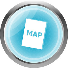 Image showing map icon web button with map isolated on white