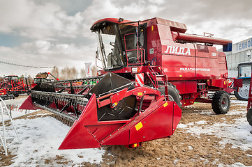 Image showing Harvester Lida on agricultural exhibition. Tyumen