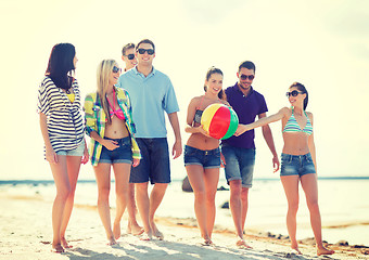 Image showing group of friends having fun on the beach