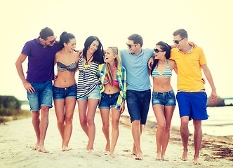 Image showing group of friends having fun on the beach