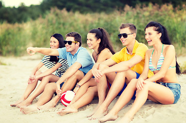 Image showing group of friends having fun on the beach