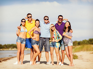 Image showing group of friends having fun on the beach