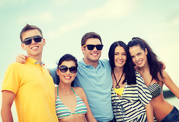 Image showing group of friends having fun on the beach