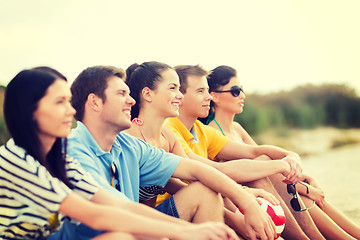 Image showing group of friends having fun on the beach