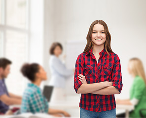 Image showing smiling young woman in casual clothes