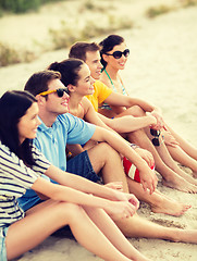 Image showing group of friends having fun on the beach