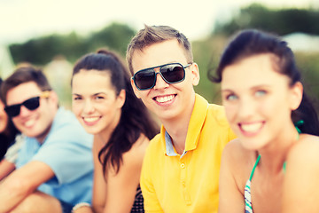 Image showing group of friends having fun on the beach