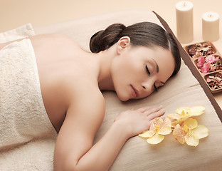 Image showing beautiful woman in spa salon