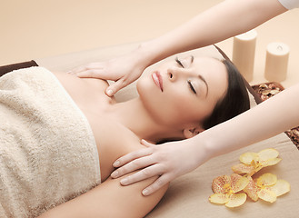 Image showing beautiful woman in massage salon