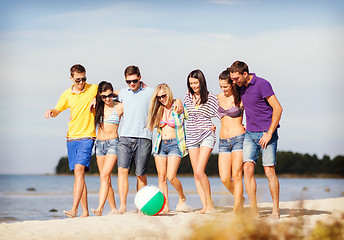 Image showing group of friends having fun on the beach