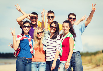 Image showing group of friends having fun on the beach