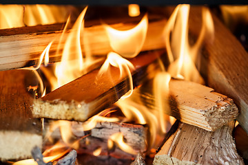 Image showing firewood burning in fireplace