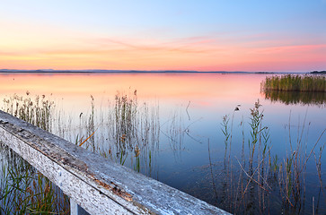 Image showing Stunning sunset and reflections at Long Jetty NSW Australia