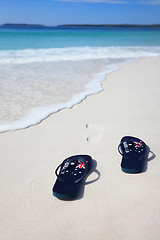 Image showing Australian flag thongs beach vacation celebration