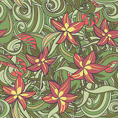 Image showing floral pattern with colorful  blooming flowers