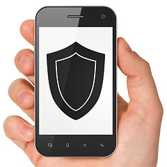 Image showing Security concept: Shield on smartphone