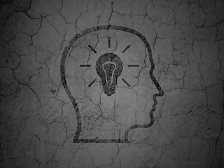 Image showing Data concept: Head With Lightbulb on grunge wall background