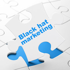 Image showing Business concept: Black Hat Marketing on puzzle background