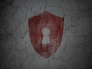 Image showing Safety concept: Shield With Keyhole on grunge wall background
