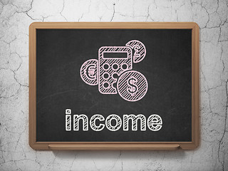 Image showing Business concept: Calculator and Income on chalkboard background