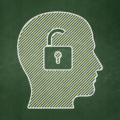 Image showing Business concept: Head With Padlock on chalkboard background