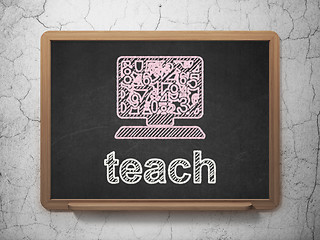 Image showing Education concept: Computer Pc and Teach on chalkboard background