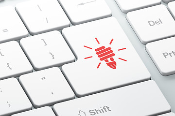 Image showing Business concept: Energy Saving Lamp on computer keyboard background