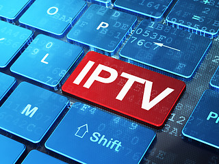 Image showing Web development concept: IPTV on computer keyboard background