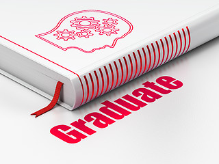 Image showing Education concept: book Head With Gears, Graduate on white background