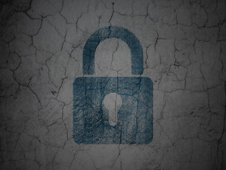 Image showing Privacy concept: Closed Padlock on grunge wall background