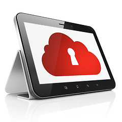 Image showing Cloud computing concept: Cloud With Keyhole on tablet pc computer