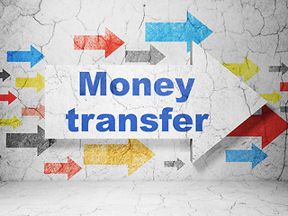 Image showing Finance concept: arrow with Money Transfer on grunge wall background