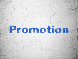 Image showing Marketing concept: Promotion on wall background