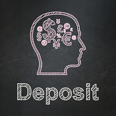 Image showing Education concept: Head With Finance Symbol and Deposit on chalkboard background