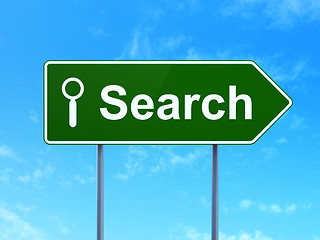 Image showing Web development concept: Search and Search on road sign background