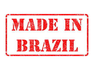 Image showing Made in Brazil - inscription on Red Rubber Stamp.