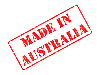 Image showing Made in Australia - inscription on Red Rubber Stamp.