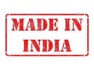 Image showing Made in India - inscription on Red Rubber Stamp.