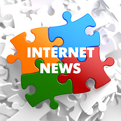 Image showing Internet News on Multicolor Puzzle.