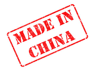 Image showing Made in China - inscription on Red Rubber Stamp.