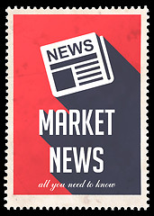 Image showing Market News on Red in Flat Design.