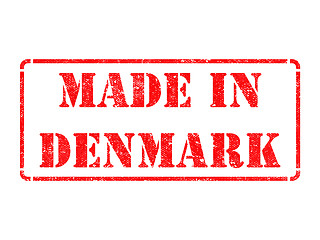 Image showing Made in Denmark - inscription on Red Rubber Stamp.