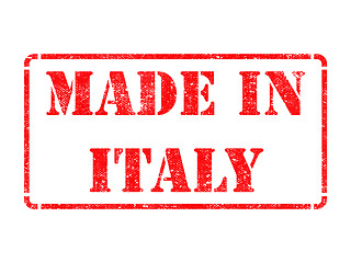 Image showing Made in Italy - inscription on Red Rubber Stamp.