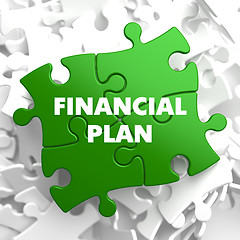 Image showing Financial Plan on Green Puzzle.