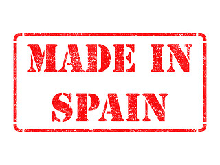 Image showing Made in Spain - inscription on Red Rubber Stamp.