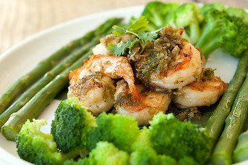 Image showing Shrimp Scampi with Veggies