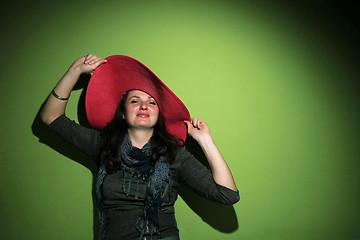 Image showing Pretty brunette with hat