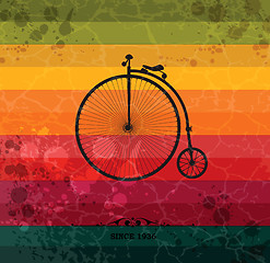 Image showing Retro bicycle on colorful geometric background