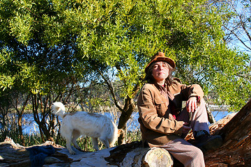 Image showing Woman and dog