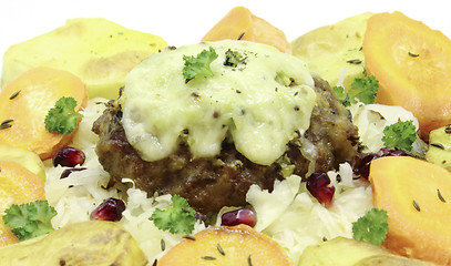 Image showing Fried cutlets with vegetables